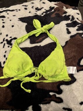 wild fable Neon Lime Floral Triangle Bikini Top
